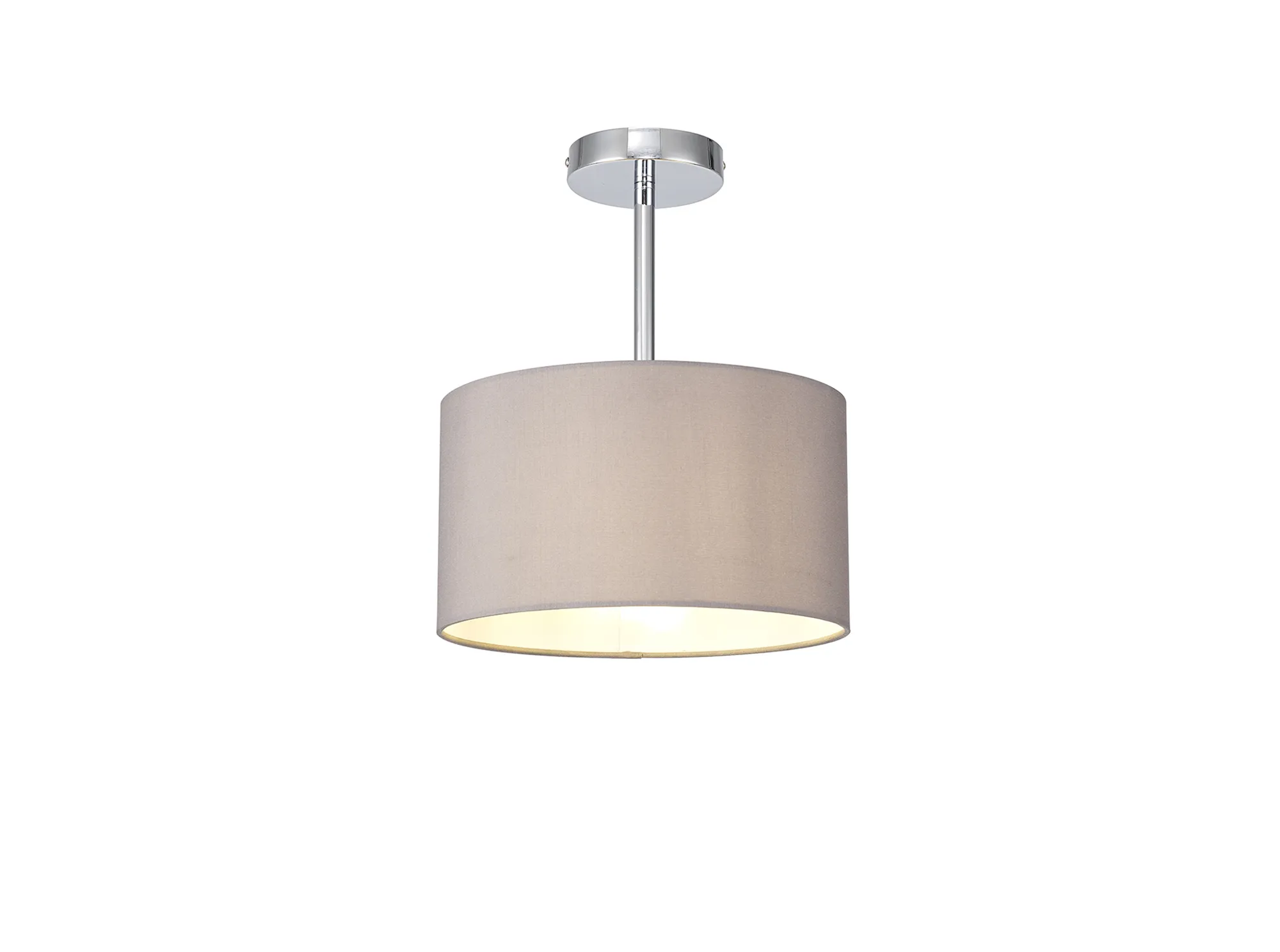 DK0086  Baymont 30cm Semi Flush 1 Light Polished Chrome, Grey
